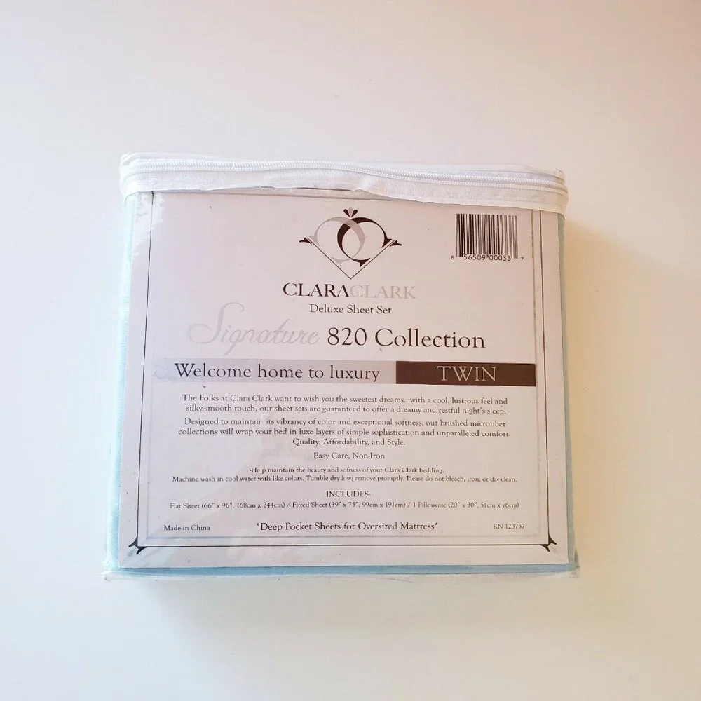 Clara Clark Deluxe Sheet Sets 820 Collection Twin 3 Piece Light Blue Micro fiber